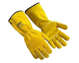 Activewear Weld 130 svejsehandsker i størrelse 8 vises som et par gule handsker med lange manchetter.
