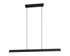 EGLO CONNECT SIMOLARIS-Z langbordspendel i sort aluminium, 122 cm lang, fremstår uden lys på hvid baggrund.