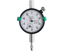 Mitutoyo måleur 1044A med en urskive på 0-100 og præcision på 0,01 mm, bezeldiameter 40 mm, ideel til snævre pladsforhold.