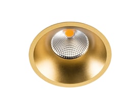 SG Armaturen Downlight Soft Slim LED i guld, 9W, 3000K med 42 graders spredningsvinkel. Fremstillet i pulverlakeret aluminium.