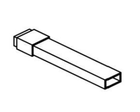 Tegning af FLAIR modhold forlænger, en rektangulær metalforlænger til HTC-250 og 2500 maskiner.