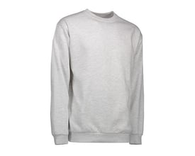 ID Identity GAME sweatshirt i snow melange, 3XL. Sweatshirten er gråmeleret med rund hals og ribkant ved ærmer og bund.