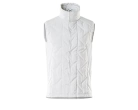 Mascot termovest 20065 Food&Care i hvid, str. 2XL, med høj krave og rhombus-quiltning.