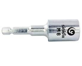 Sinkfix gevind skruetop med M8 gevind og 1/4" sekskantfæste, fremstillet i skinnende metal.