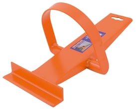 Orange Edma fodlift/gipssko i stål, model HS900660, set skråt med bred pladeholder og stor bøjle.