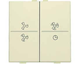 Niko trådløs 4-tryk tangent i cremet farve med ventilationssymboler for slukket og tre hastigheder.