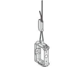 Schneider Electric ophængsbeslag med 3M wire til KBB skinne, viser beslaget forbundet til wiren.
