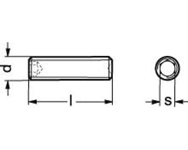 Teknisk tegning af Unbrako M6X15 MSP skrue, visende dimensioner 'd', 'l' og 's' for M6 skrue i kvalitet 45H.