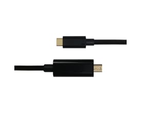 Sort Deltaco USB-C til mini DisplayPort-kabel på 1 meter med begge stik vist tæt på.