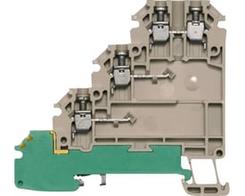 Weidmüller initiatorklemme VLI 1,5 PE med skrueterminaler og grøn plastikjord til 1,5 mm² ledere.