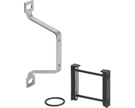 Festo monteringsvinkel MS6-WPE i metal til Festo MS serie, medfølgende sort monteringsbeslag og en ring.