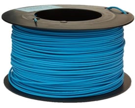 Texiline TW monteringsledning i blå farve på en sort spole, 0,75 mm², tyndvægget og halogenfri.