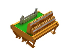 Weidmüller interfacemodul med 40 terminaler og stikforbindelse, set skråt forfra med nummererede tilslutninger.