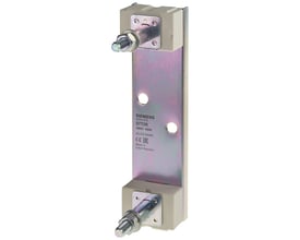 Siemens SITOR sikringsholder 1250A 1250V 1P med boltterminal og 110mm fastgørelsesmål i grå plast og metal.