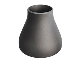 Konisk reduktion i P235GH stål, dimensioner 114,3/3,6 x 60,3/2,9, med ru overflade og isoleret på hvid baggrund.