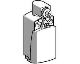 Detaljeret illustration af Telemecanique Sensors endestop XCKD2101P16, viser hovedets monteringsmekanisme og justerbar arm.