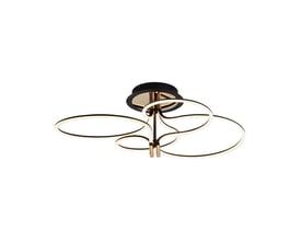 V-TAC LED designerlampe med 36W, 4150lm og 3000K varmt lys, fremstillet med guldbelagt og sort hus på hvid baggrund.