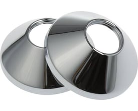 To forkromede rosetter med en 3/4" gevind og en ydre diameter på 70mm, vist på en hvid baggrund.
