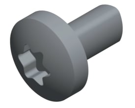 Schneider Electric M6x12 mm selvskærende Torx skrue, vist isoleret på en hvid baggrund.
