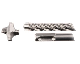 Makita Nemesis II SDS-plus borehammerbor, 6,5x165mm, viser borhovedet, den snoede del og SDS-plus skaftet med detaljer.