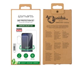 Emballagen til 4smarts 360 Protection Set viser et transparent cover og beskyttelsesglas til Samsung Galaxy S26.