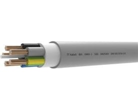 Miljøvenligt og halogenfrit kabel 5G6 HMH-J plus, 100 meter tromle, klassifikation dca, vist med indre ledere og ydre kappe.