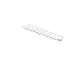 Hvidt Weidmüller-klemmemærke AMR 4/50 DIN med blank mærkeflade og en række små fastgørelsestapper.
