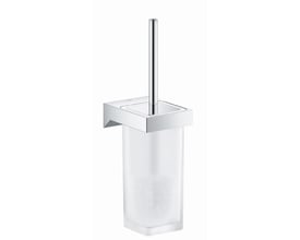 Grohe Selection Cube toiletbørste med væghængt holder i forkromet metal og matteret glas med poleret overflade.