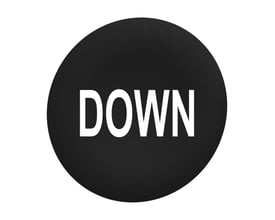 Schneider Electric trykflade i sort med hvid "DOWN" tekst, til Ø30 mm flush trykknaphoveder.