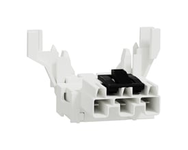 Lauritz Knudsen Thorsman CYB-AD adapter med 3-pin han Wago Winsta konnektor i hvid PA materiale med sort spærremekanisme.