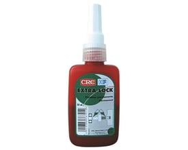CRC Extra Lock 50 ml flaske med rød farve og grøn etikette, der angiver 'Fixation permanente'.