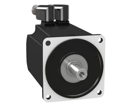 Schneider Electric Servomotor MH3 140 i sort metalhus med 27,8Nm, 3000rpm og IP67-klassificering. Viser tilslutningsbokse og aksel.