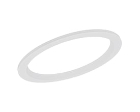 Hvid Ledvance Downlight Comfort-udvidelsesring på 190 mm ses skråt med en bred, rund kant og åbent centrum.