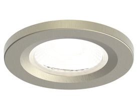 Frontring til Prism Pro Mini downlights fra Ansell Lighting med børstet stålfinish i polycarbonat, 55mm diameter.