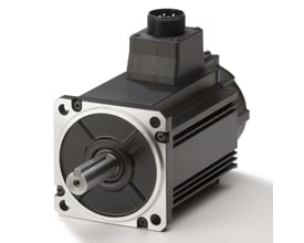 Omron G5-seriens AC-servomotor R88M-K2K030F-S2 med 2 kW effekt og 400 VAC spænding, vist med aksel og konnektor.