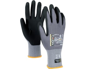 Et par sorte OX-ON Flexible Advanced 1900 handsker i størrelse 9 liggende side om side med synlige certificeringer.