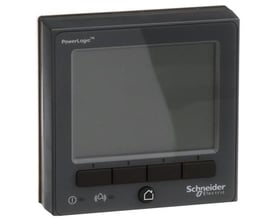 Schneider Electric PM8000 eksternt display med PowerLogic tekst og fire sorte knapper.