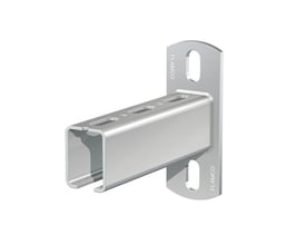 Flamco R1 skinnekonsol i galvaniseret stål med dimensioner 200 x 30,5 x 15 mm og grundflange på 115x40mm.