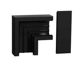 Thorsman L-stykke til kabelføring i sort PVC, model TEK-LS123/72, passer til 123x72 mm kanaler.