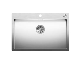 Oversigtsbillede af Blanco Claron 700-IF/A MXI køkkenvask, 760x510 mm, i rustfrit stål, vist på hvid baggrund med præcise mål vist.