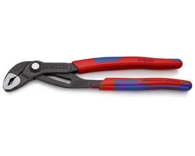 Knipex Cobra vandpumpetang 250 mm på en neutral hvid baggrund, fremhæver dens konstruktion og selvklemmende funktion.