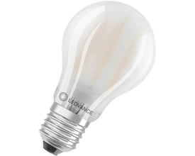 Ledvance Standard LED pære i mat glas med E27 sokkel, 806 lumen varm hvidt lys og 6,5W effekt.