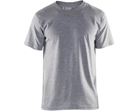 Gråmeleret Blåkläder Workwear T-shirt i størrelse 2XL med rund hals og korte ærmer, set forfra.
