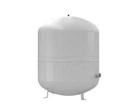 Grå Reflex S ekspansionsbeholder på 50 liter med 3/4" tilslutning og ben, egnet til solvarmeanlæg.