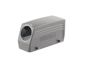 Weidmüller HDC industristik kabelhus i størrelse 4 med M25 sideudgang og to monteringsbøjler, gråt metalhus.