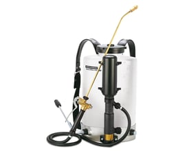 Birchmeier Spray-Matic 10 B rygsprøjte med 10 liters tank, rustfri stålsokkel, messingpistol og justerbar skulderrem.