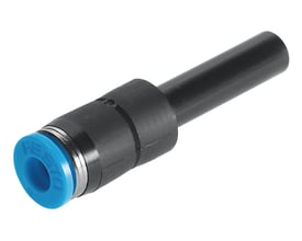 Festo lige-forbindelse QS-6H-4 med blå push-in sleeve og sort tilslutningsrør, ideel til pneumatiske systemer.