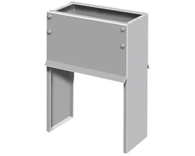 ABB Mark-S 98 nedgravningsfundament i galvaniseret stålplade med 100mm højde over jord, designet til SDC 98 teknikskabe.