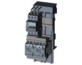 Siemens Sirius motorstarter i byggestørrelse S0 med 27-32A justeringsområde og DC 24V spolespænding, vist monteret på et skinnesystem.