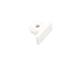 Scan Products hvidt plast endestykke til Mita 1F skinnesystem, der passer til 1-, 1,75-, 2- og 3-meters skinner.